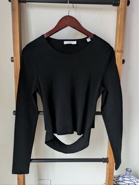 A.L.C. Women's Black Long-Sleeve Cropped Top With A Back Cutout - Size L